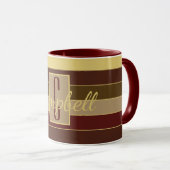 MUG MONOGRAMME MASCULINE BROWN MAROON YELLOW STRIPE (Devant droit)