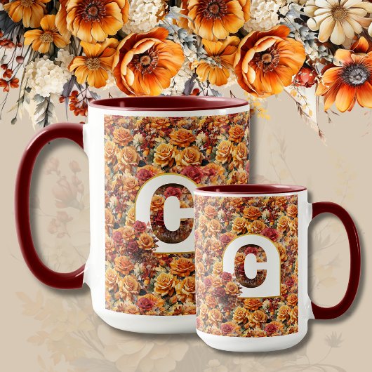Mug Monogramme Mère Grand-mère Anniversaire Automne Fl