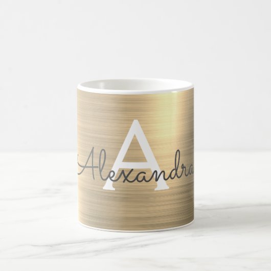 Mug Monogramme métal d'or Nom et initiale (Centre)