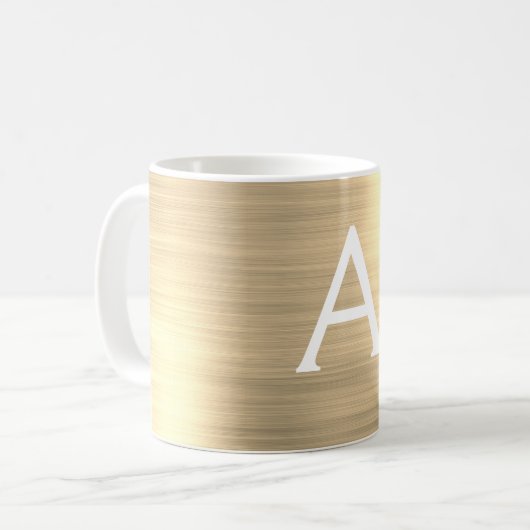 Mug Monogramme métal d'or Nom et initiale (Devant gauche)