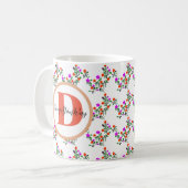 Mug monogramme minimal élégant bestfriendever floral (Devant gauche)