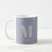 Mug Monogramme minimal moderne Nom gris initial (Gauche)