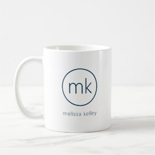 Mug Monogramme minimal professionnel Indigo initial bl
