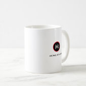 Mug monogramme minimaliste blanc (Devant droit)