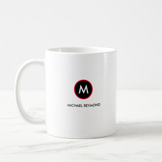 Mug monogramme minimaliste blanc (Gauche)