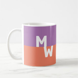 Mug Monogramme minimaliste Carré Pastel QR Code
