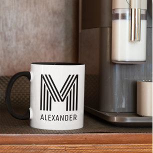 Mug Monogramme minimaliste des rayures de nouveauté