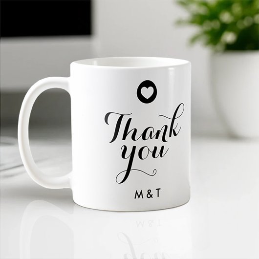 Mug Monogramme minimaliste en Merci de Mariage blanc