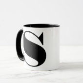 Mug Monogramme minimaliste moderne noir et blanc initi (Devant gauche)