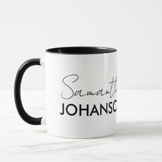 Mug Monogramme minimaliste moderne Nom du script (Gauche)