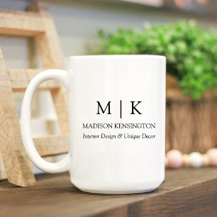 Mug Monogramme minimaliste ou Ajouter un logo Entrepri