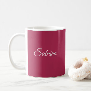 Mug Monogramme minimaliste rose cerise rose