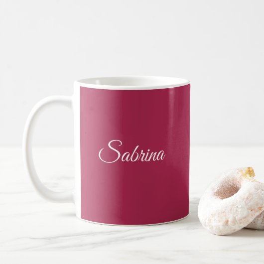 Mug Monogramme minimaliste rose cerise rose (Avec donut)