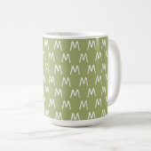 Mug Monogramme minimaliste vert et blanc (Devant droit)