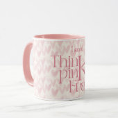 Mug monogramme modèle coeurs rose Think Pink (Devant gauche)
