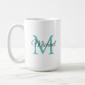 Mug Monogramme Modèle initial clair Turquoise blanc (Gauche)