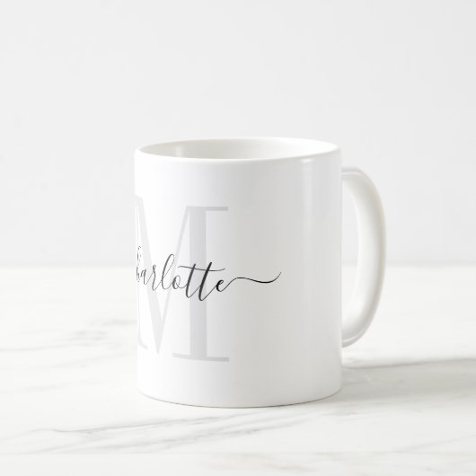 Mug Monogramme Modern Script Nom (Devant droit)