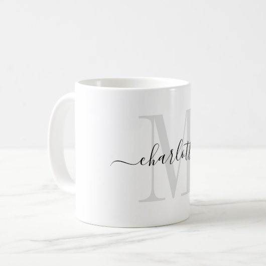 Mug Monogramme Modern Script Nom (Devant gauche)