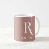 Mug Monogramme Moderne Beige Élégant (Devant droit)