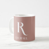 Mug Monogramme Moderne Beige Élégant (Devant gauche)