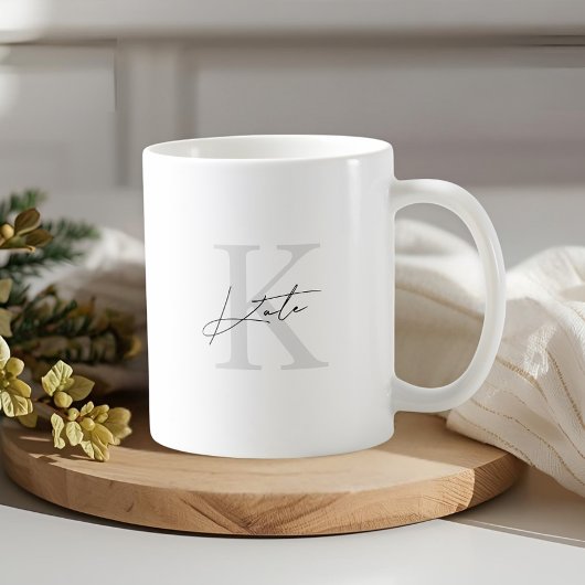 Mug Monogramme Moderne Classique Cadeau de demoiselle