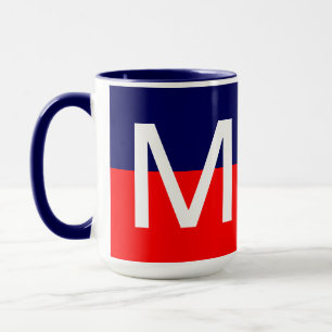 Mug Monogramme moderne cool rouge blanc et bleu