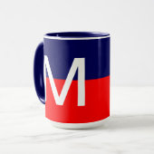Mug Monogramme moderne cool rouge blanc et bleu (Devant gauche)