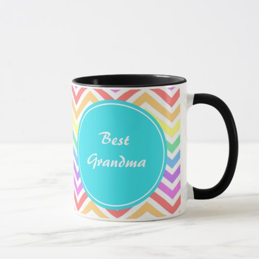 Mug monogramme moderne, cool, tendance chevron arc-en- (Droite)