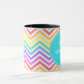 Mug monogramme moderne, cool, tendance chevron arc-en- (Centre)