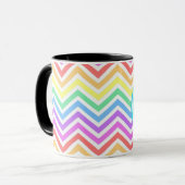 Mug monogramme moderne, cool, tendance chevron arc-en- (Devant gauche)