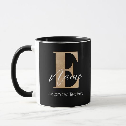 Mug Monogramme moderne E & Nom initial Personnalisé (Gauche)
