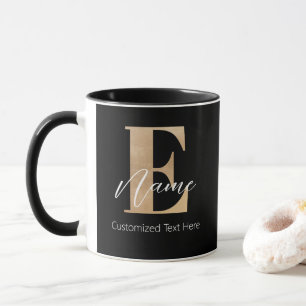Mug Monogramme moderne E & Nom initial Personnalisé