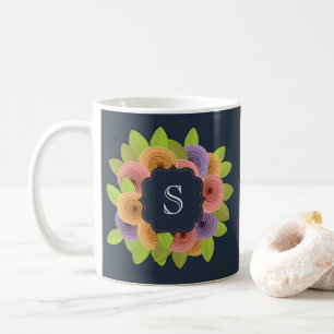 Mug Monogramme Moderne Floral Script