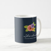 Mug Monogramme Moderne Floral Script (Devant droit)