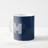 Mug Monogramme moderne géométrique bleu marine chic (Devant gauche)