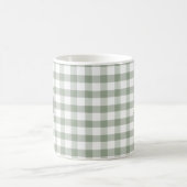 Mug Monogramme Moderne Gingham Vert Olive Sage Personn (Centre)