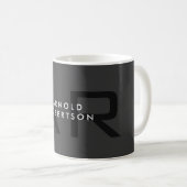 Mug Monogramme moderne Gris clair tendance Ajouter un  (Devant droit)