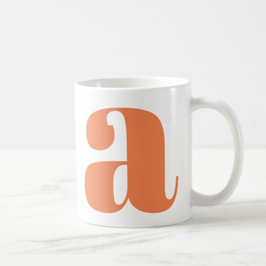 Mug Monogramme moderne initial en orange (Droite)