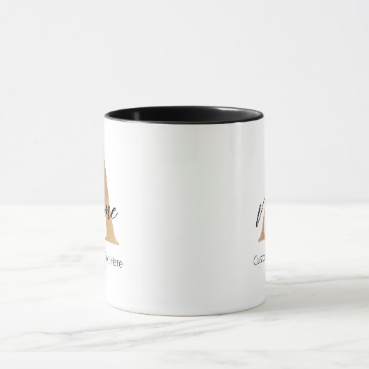 Mug Monogramme moderne Initiale A & Nom Personnalisé (Centre)