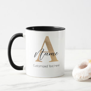 Mug Monogramme moderne Initiale A & Nom Personnalisé