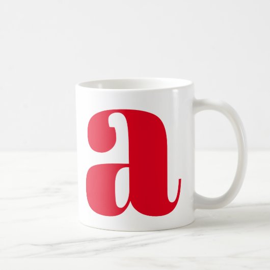 Mug Monogramme Moderne Initiale en Rouge (Droite)