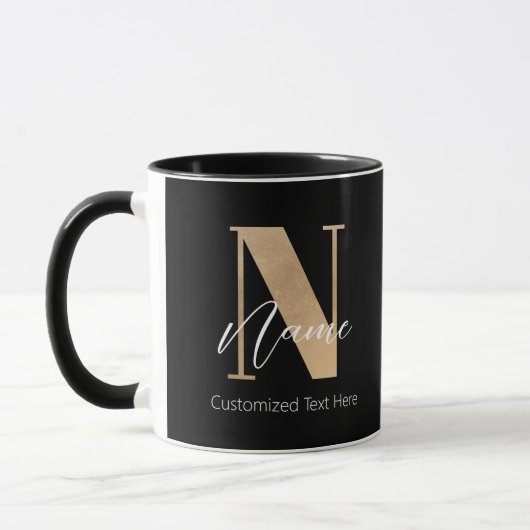 Mug Monogramme moderne Initiale N & Nom Personnalisé (Gauche)