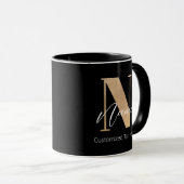 Mug Monogramme moderne Initiale N & Nom Personnalisé (Devant droit)