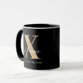 Mug Monogramme Moderne Initiale X & Nom Personnalisé (Devant gauche)