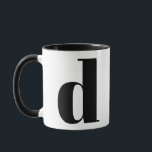 Mug Monogramme moderne Lettre initiale D Noir et blanc<br><div class="desc">Joli monogramme moderne en noir et blanc. Si votre lettre préférée ne fonctionne pas sur cette tasse,  s'il vous plaît voir la collection de tasse monogramme pour la lettre que vous voulez ou contactez-moi.</div>