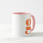 Mug Monogramme Moderne Lettre Initiale Orange Rose (Devant droit)
