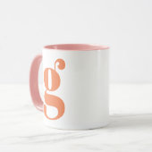Mug Monogramme Moderne Lettre Initiale Orange Rose (Devant gauche)