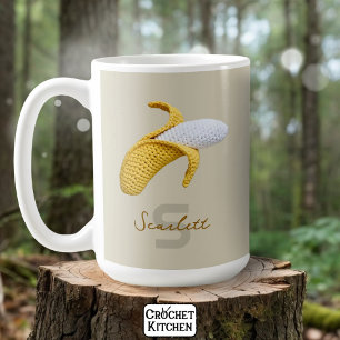 Mug Monogramme moderne minimal Nom Crochet Banana