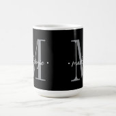 Mug Monogramme Moderne Minimaliste Noir Blanc (Centre)