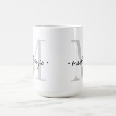 Mug Monogramme Moderne Minimaliste Noir Blanc (Centre)
